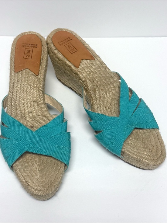 Stubbs & Wootton Shoes - Stubbs & Wootton Turquoise Grosgrain Espadrille Wedge Sandals Preppy Resort